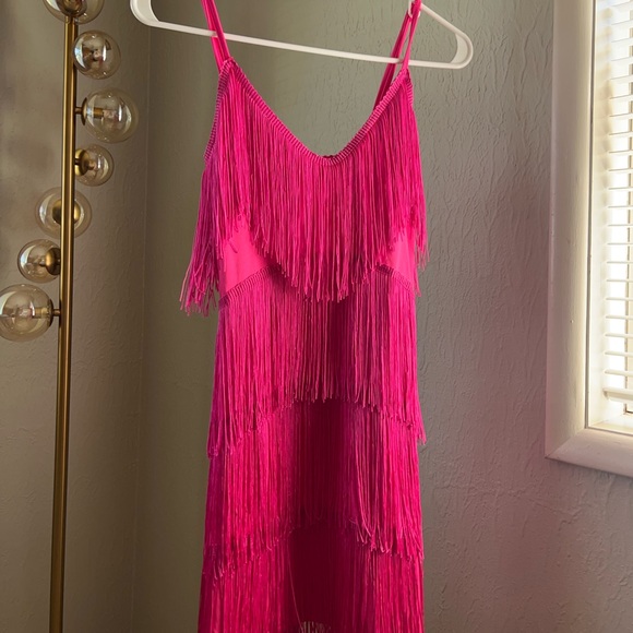 bright pink frilly tight dress - Picture 1 of 3